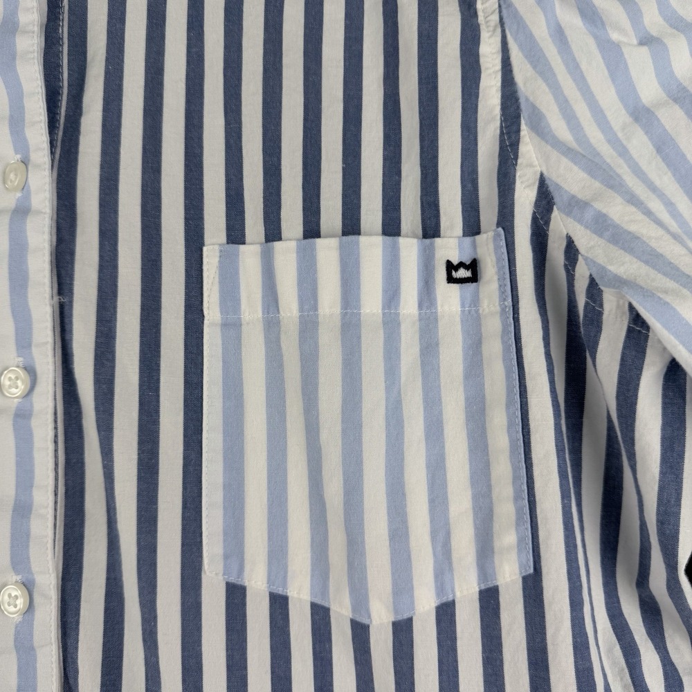 Crown & Ivy Shirt Dress Blue White Striped Button Collared Long Sleeve Cotton M - Picture 3 of 12